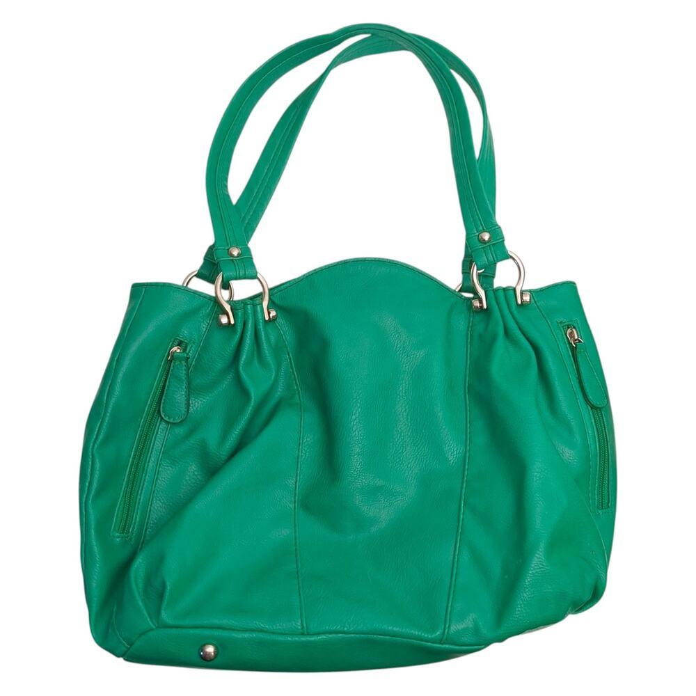 Vintage Y2K Cato Green Faux Leather Shoulder Hobo Satchel Boho Bag